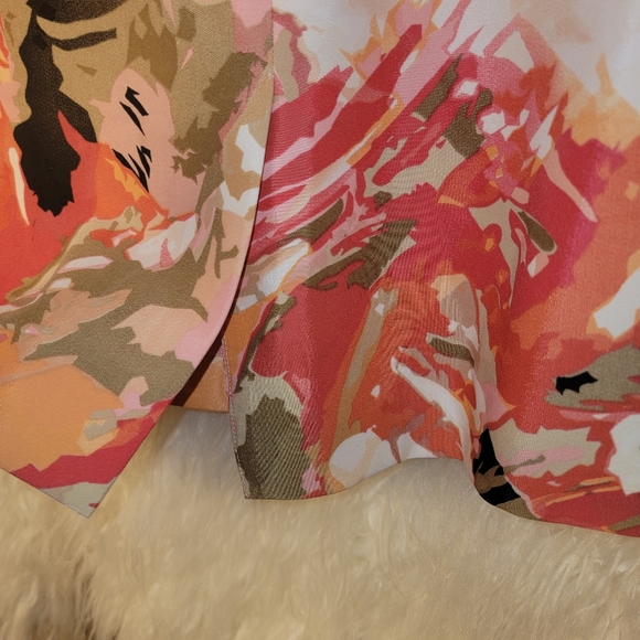 Spring Floral Tahari Back Color Block Dress w/exposed zipper and middle slit - Picture 3 of 6